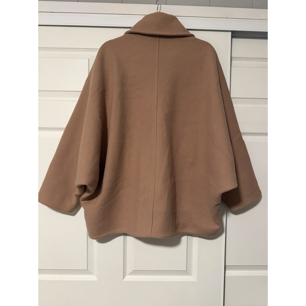 Zara Oversized Brown Wool Short Coat Bat Sleeve Runway City Tik Tok Fall - Picture 4 of 11